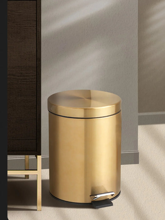 Modern 5L Stainless Steel Foot Pedal Bin — Champagne Gold