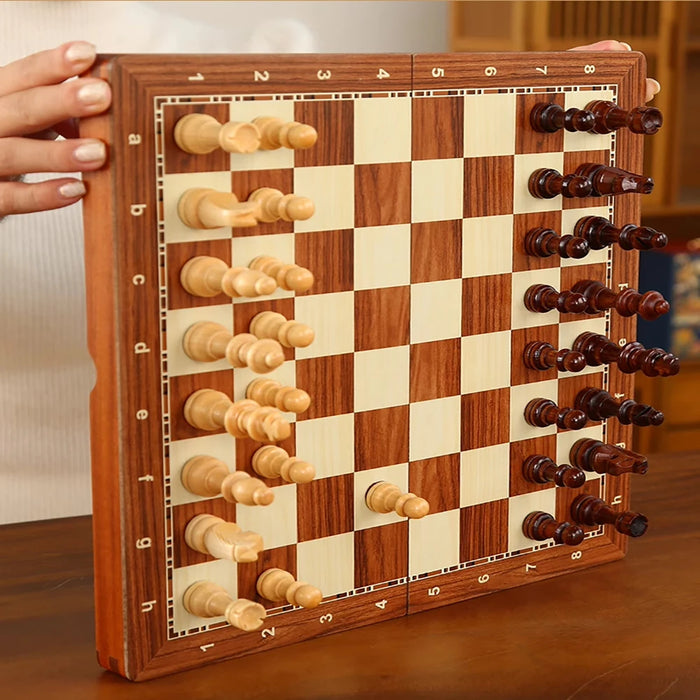Rosewood Chess Set with Storage Box & 2 Extra Queens — Wooden Tournament Board for Adults
