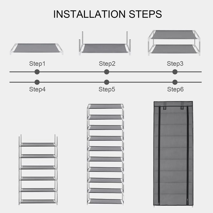Adjustable 9-Compartment Shoe Cabinet 60 x 30 x 155cm – Dust-proof Multi-layer