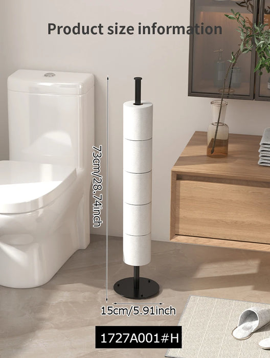 Foldable Floor-Standing Toilet Roll Holder with Reinforced Base, Standalone Dispenser