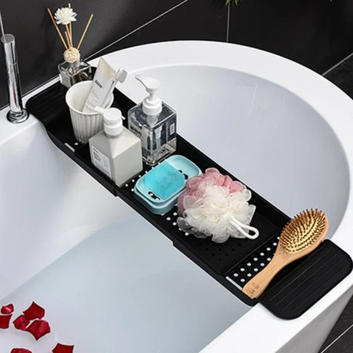 Retractable Bathtub Storage Rack — Expandable Bath Tray & Towel Shelf