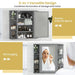 3-Tier Mirrored Bathroom Cabinet — Wall-Mounted with Display Shelves, Grey