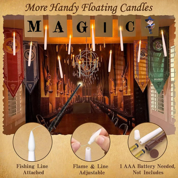 10/12 LED Floating Flameless Candles with Magic Wand Remote