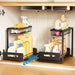Under-sink Pull-out Metal Organiser — Sliding Storage Shelf for Kitchen (Black/White)