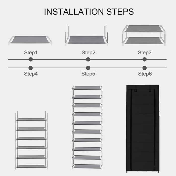 Adjustable 9-Compartment Shoe Cabinet 60 x 30 x 155cm – Dust-proof Multi-layer