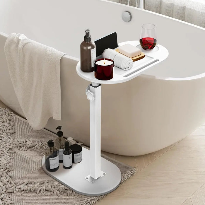 Bamboo Bathtub Side Tray – Height Adjustable Freestanding Bath Caddy