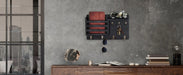 Rustic Wood Wall Mail Organiser with Key Hooks and Floating Shelf