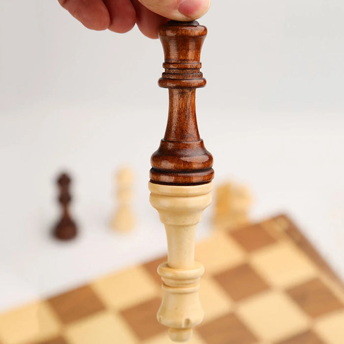 29x29cm Foldable 3‑in‑1 Wooden Chess, Checkers & Backgammon Board