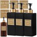 Refillable Shower Soap Dispenser Set – Plastic Shampoo, Conditioner & Hand/Dish Bottles (Brown or Black)