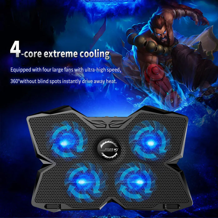 Laptop Cooler Stand with 4 Fans & 2 USB Ports — Fits 13–17 inch