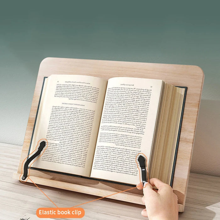 Adjustable Wooden Book Stand – Pine Reading Rack for Kids & Adults with Tablet Holder