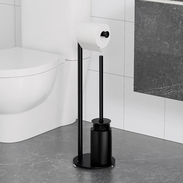 Foldable Floor-Standing Toilet Roll Holder with Reinforced Base, Standalone Dispenser