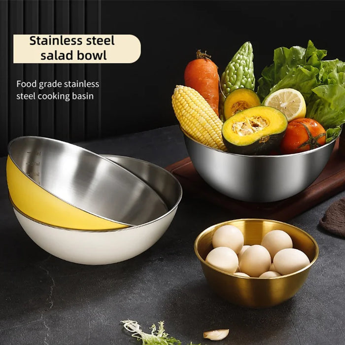 3-piece Stainless Steel Mixing Bowl Set with Measurement Marks