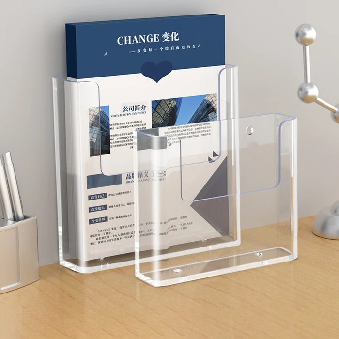 Acrylic Wall-Mounted Brochure Holder - A4/A5 Clear Flyer & Pamphlet Display