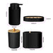 Black 4-Piece Bathroom Accessory Set – Foam Dispenser, Toothbrush Holder, Cotton Box & Soap Dish