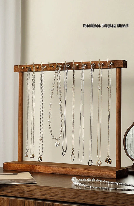 Solid Wood Jewellery Display Stand – Countertop Necklace & Bracelet Rack