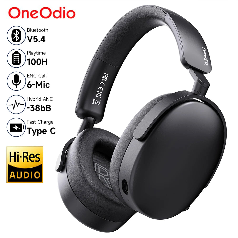 Oneodio SuperEQ A200 - Belaidės Bluetooth 5.4 ausinės su hibridine aktyviąja triukšmo slopinimo sistema ir Hi-Res garso kokybe - Puikus ausinių modelis aplink ausis, turintis 6 mikrofonų AI ENC akustikos entuziastams.