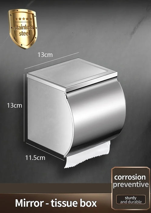 Stainless Steel Wall-Mounted Paper Towel & Toilet Roll Holder
