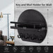 Wall-mounted round wooden key rack with shelf and 8 hooks — apartment wall décor