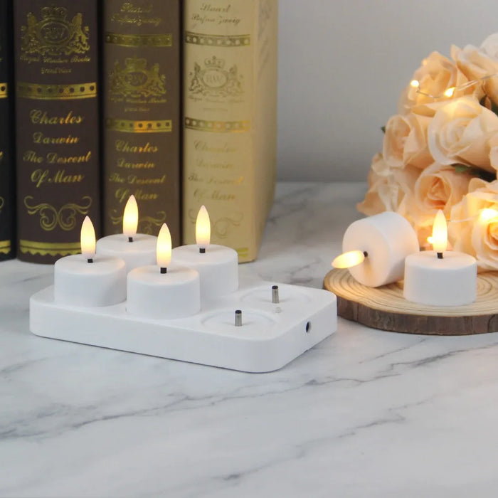 Rechargeable Flameless LED Tea Lights with Remote & Timer — 3D Flicker