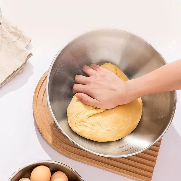 304 Stainless Steel Mixing & Salad Bowl with Measuring Lines — Large Capacity