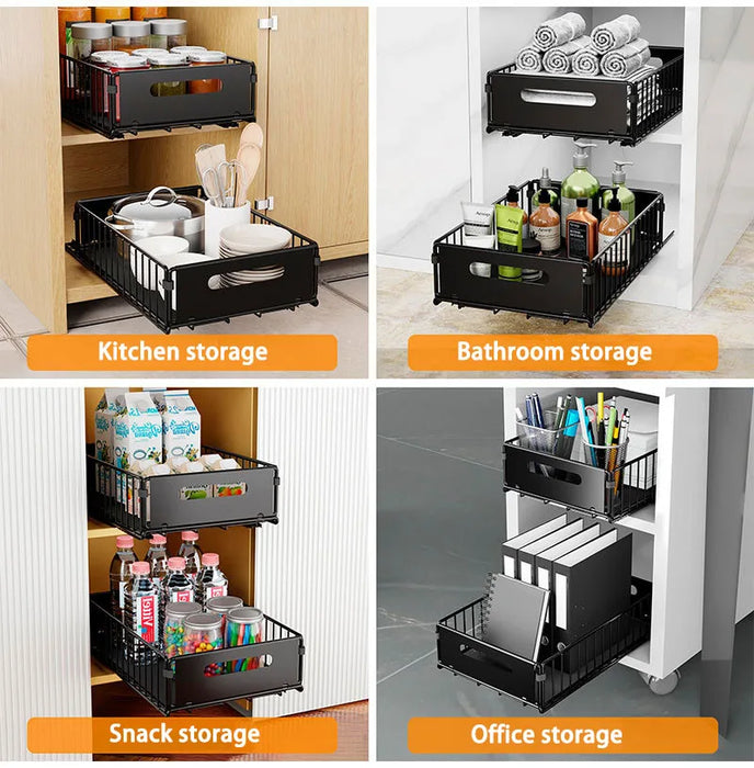 Kitchen Pull-Out Cabinet Organiser – Slide-Out Spice & Snack Storage