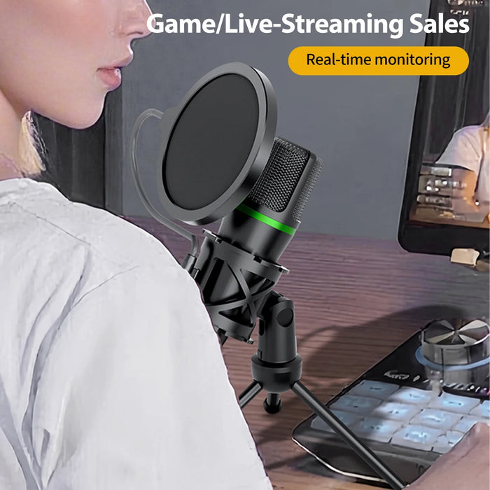USB Condenser Microphone for PC & Laptop — Wired Streaming, Podcasting & Gaming (RGB option)
