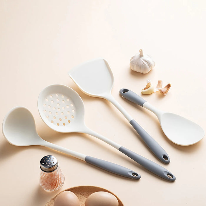 4-piece Silicone Kitchen Utensil Set — Pot Shovel, Slotted Spoon, Soup Spoon & Ladle