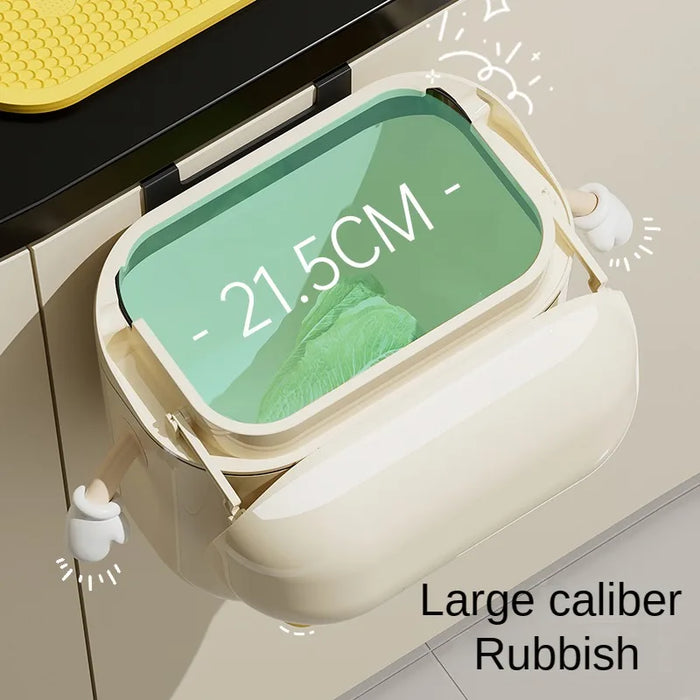 Cream Wall-mounted Kitchen Bin with Lid — 9L / 12L (DIY option)
