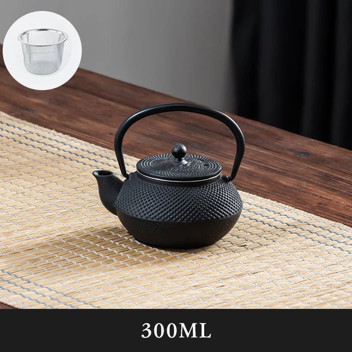 Cast Iron Teapot 900ml — Sakura Pattern with Tea Strainer