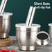Stainless Steel Garlic Crusher with Covered Bowl — Manual Grinder for Garlic, Herbs & Spices