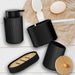 Black 4-Piece Bathroom Accessory Set – Foam Dispenser, Toothbrush Holder, Cotton Box & Soap Dish