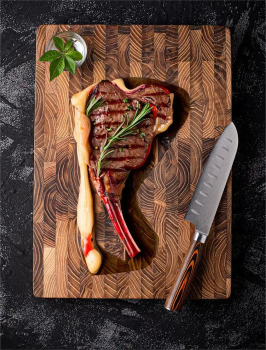 Large Teak Wood Cutting Board — 16.5 x 11.8 in or 13.3 x 9.5 in, 1 in Thick