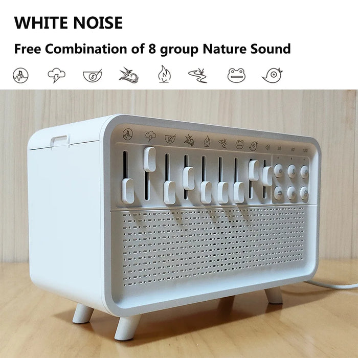 Bluetooth White Noise Machine with Aroma Diffuser, Humidifier & Night Light — 8 Sounds, 3‑Level Dimming