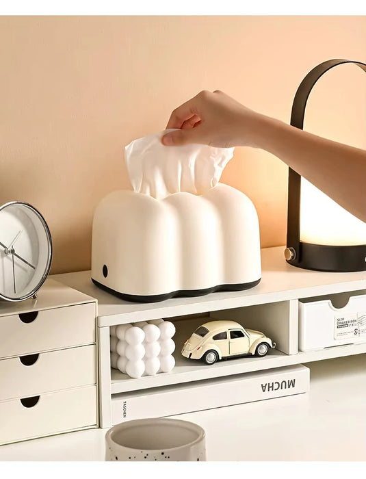 Cloud Tissue Box Holder — Wall-Mount Napkin & Paper Towel Organiser, Cream (PP)
