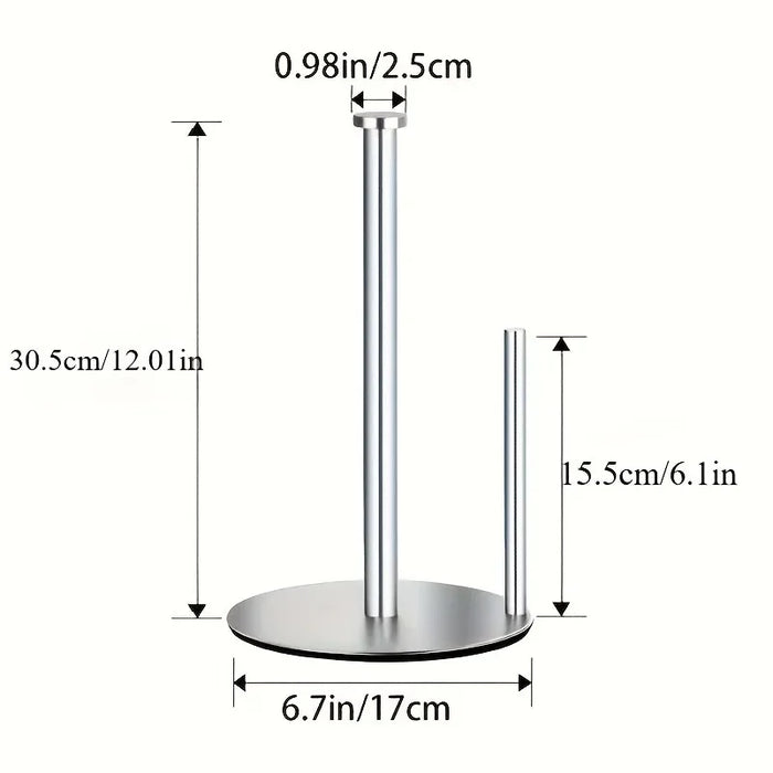 Stainless Steel Paper Towel Holder with Weighted Base — Heavy-Duty Countertop Dispenser