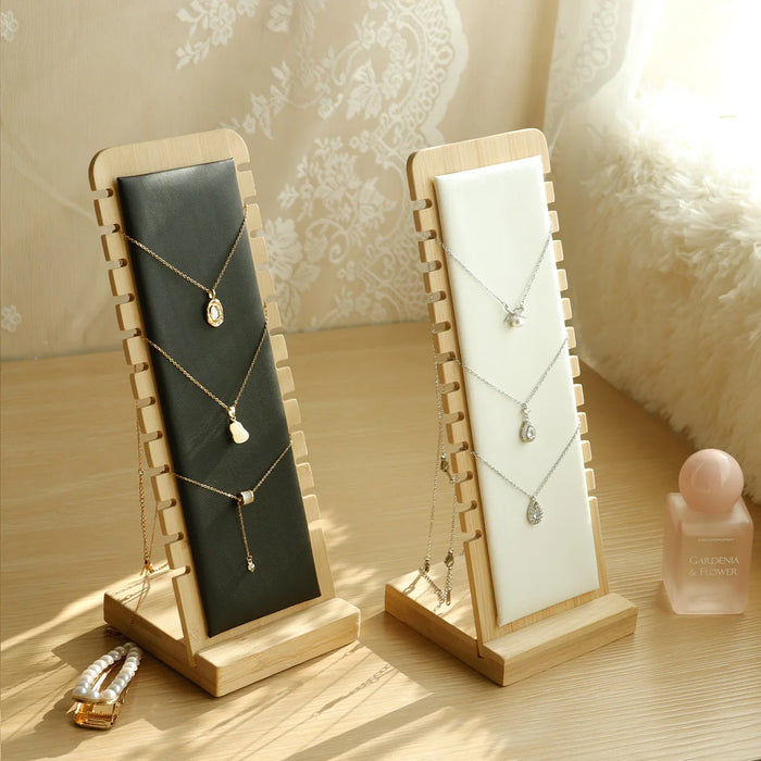 Bamboo Jewellery Display Stand — Large Capacity Necklace & Bracelet Rack (Desktop)