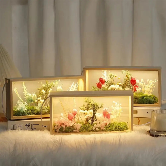 DIY Shadow Box Frame with USB Nightlight – Wood, Acrylic & Resin Display Case, 26×13×6cm