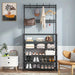 5-Tier Metal Shoe Rack with 8 Hooks — Coat, Hat & Bag Organiser