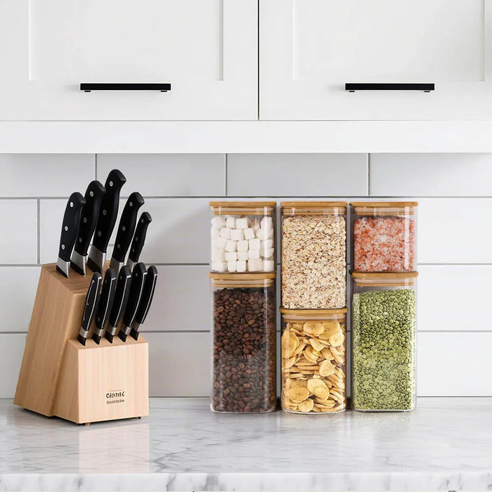 Airtight Glass Pantry Canister with Lid — Store Flour, Cereal, Sugar, Tea & Coffee