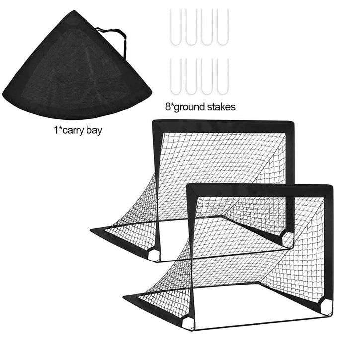 2-Pack Pop-Up Football Goals for Garden, Indoor & Outdoor