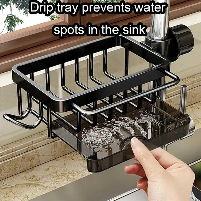 3-in-1 Kitchen Tap Organiser - Sponge & Brush Caddy with Drain Tray
