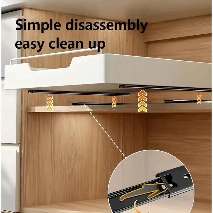 Under-sink Pull-out Drawer Organiser – No-drill Sliding Storage Rack for Kitchen & Bathroom