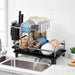 2-Tier Dish Drainer Rack with Utensil Holder – Space-Saving Metal Drying Rack
