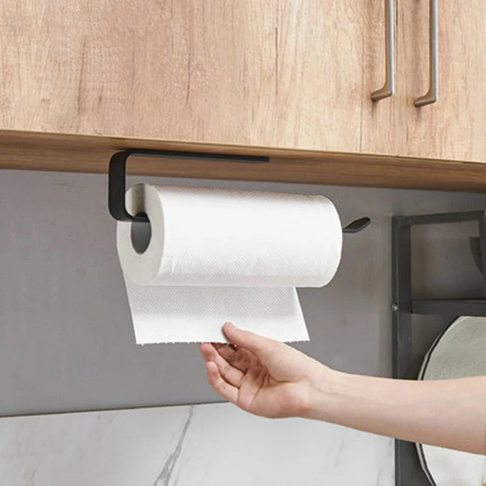 Self‑Adhesive Wall‑Mounted Tissue & Towel Holder — Space‑Saving No‑Drill (White/Black)