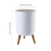 7L Round Wood‑Grain Press Dustbin with Legs