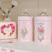 Pink Metal Canister Tins – Pack of Two – Tea, Coffee & Sugar Storage (18 x 10.5 cm) Airtight