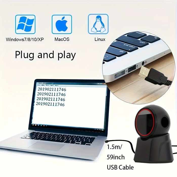 X11 Desktop 2D Omnidirectional Barcode Scanner (USB) – Hands‑free 1D/2D Reader