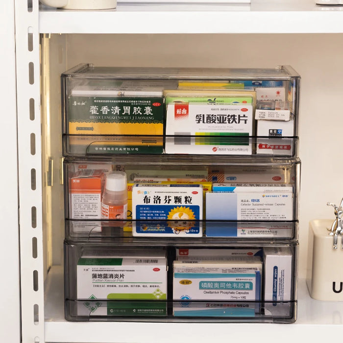Acrylic Drawer Medicine Box – Stackable, Large Capacity, Durable Design