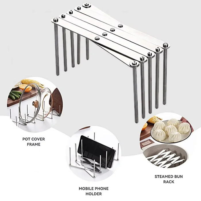 Retractable Stainless Steel Storage Rack – Space-Saving Pot Lid & Plate Holder